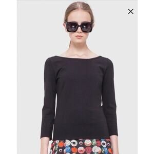 Akris punto Jersey Top Black Bateau Neck Women's Sz 6 NEW NWT $395